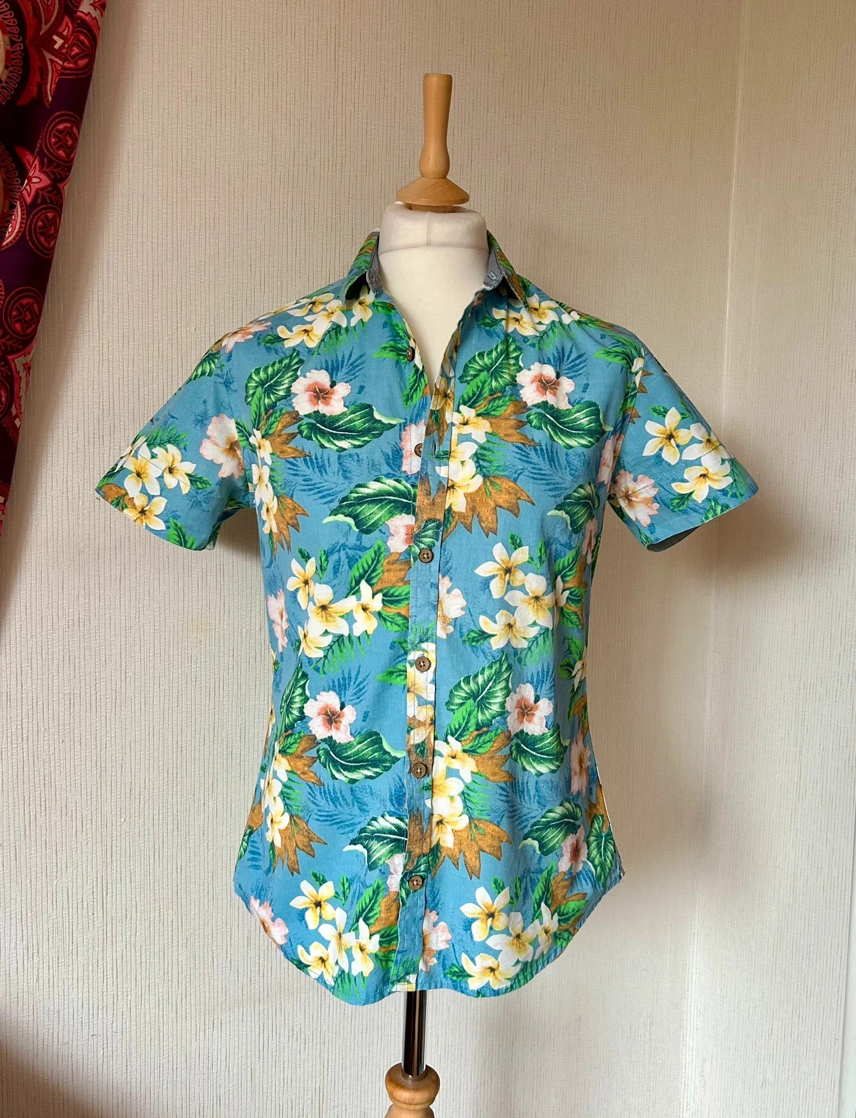 🌴🌺100% cotton Hawaiian beachwear tropical floral shirt Size M🦜🌸 – photo 14